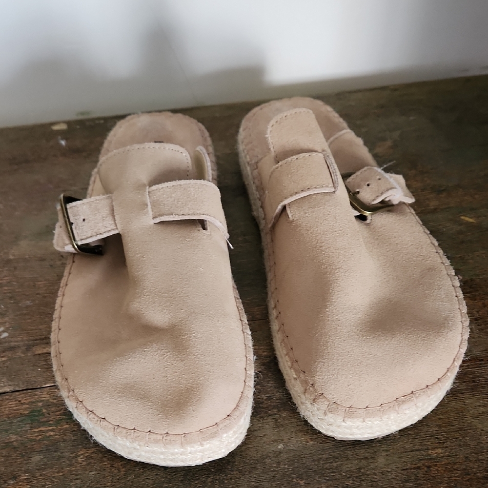 Haute Hippie Beige Suede Mules
